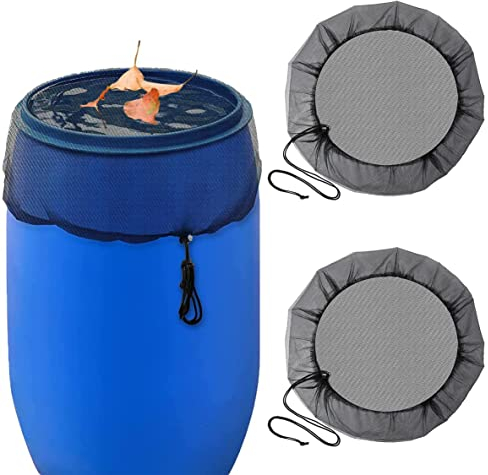 Copertura per Barile da Pioggia Tondo Rete per Cisterna Piovana Rete di Protezione per Serbatoio per Acqua Piovana con Coulisse Regolabile Cisterna Acqua Rete Diametro 95 cm 2pcs