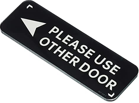 PATIKIL Please Use Other Door Left Arrow Sign, Acrylic 6x2 Self Adhesive Door Sign Sticker Wall Plates for Office Home Business, Black