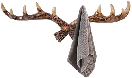 LIDCOM Porte-Manteau cerf - Crochets à Manteaux pour Mur - Porte-clé en Bois cerf, Support Crochet Manteau clé Serviette Suspendue pour Le Salon, Le Porche, la Chambre à