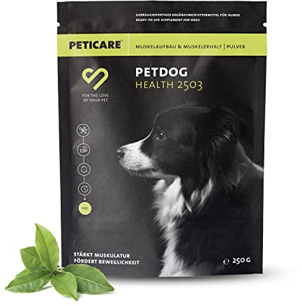 Peticare Muskulatur & Aktiv Pulver-Mix für Hunde | Ergänzungsfuttermittel mit Collagen & Aminosäuren | Unterstützung für Beweglichkeit & Vitalität | für aktive Hunde & Senioren | petDog Health 2503