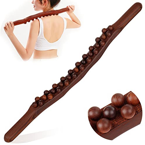 Guasha - Outils de massage en bois pour modeler le corps, 31 perles - Rouleau de massage du dos - Masseur de drainage lymphatique pour façonner le corps (31 perles)