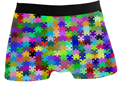 GISPOG Cartoon Puzzle Chromatische Herren Boxershorts Mann Support Unterwäsche Stretch Low Rise Boxer Brief Trunks, einfarbig, S