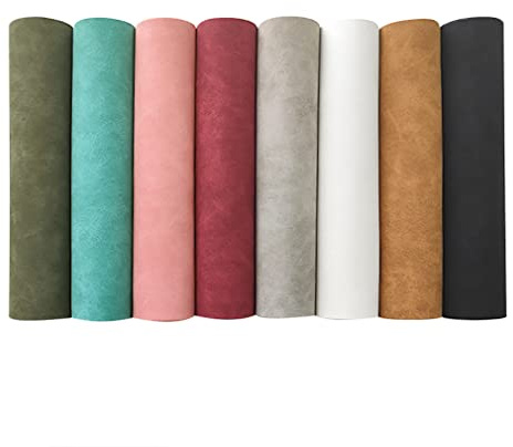 XHT 8 Pcs Smooth Suede Faux Leather Fabric Soft Synthetic PU Leather for DIY Crafts, 21 x 30 cm