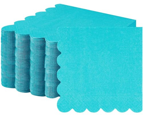 Fuutreo Cocktail-Servietten, gewellt, dickes Papier, Einweg-Servietten, Getränkepapier für Hochzeit, Abendessen, Geburtstag, 12,7 x 12,7 cm, Blaugrün, 100 Stück