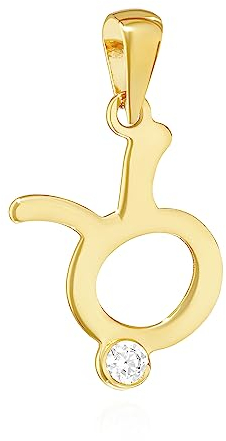 NKlaus Kettenanhänger Sternzeichen Stier 333 Gelb Gold 8 Kt Zirkonia Weiß Talisman 14504