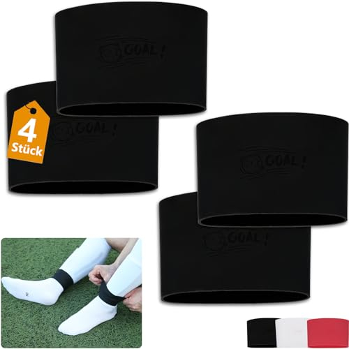4 Stück Schienbeinschonerhalter aus Silikon, Stutzenhalter Fussball, Fußball für Herren, Damen & Kinder,schienbeinschonerhalter