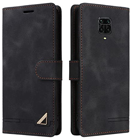 OKZone Coque pour Xiaomi Redmi Note 9 Pro/Note 9 Pro Max/Note 9S, Étui de Protection de Portefeuille Antichoc de Fente pour Carte, Support de Carte à Rabat en Cuir en PU Étui (Noir)