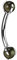 Paula & Fritz® UNIVERSAL Hantel-Stab Augenbrauen-Piercing Silber Synthetischer Stein Dunkel Grün Titan-IUM Grade 23 Kugel 1,2-mm Dicke Natur-Stein