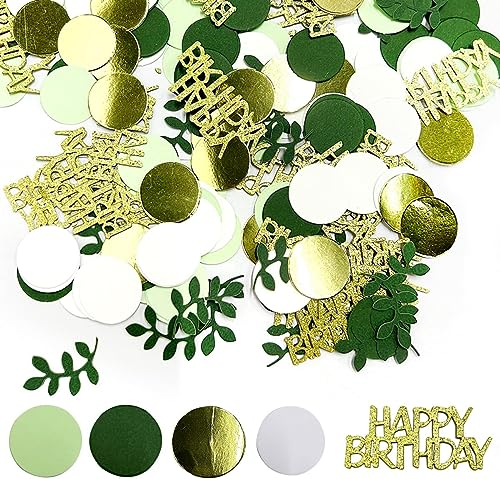 Konfetti HAPPY BIRTHDAY 600 Stück, RUNEAY Konfetti Grün Gold Geburtstag Tischdeko für 18 Geburtstag Mädchen Deko Tisch, Konfetti Grün Geburtstag Tischdeko für Mädchen Junge Geburtstag Party