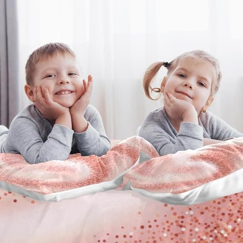 Blending Rose Gold Glitter on Swirling Duvet Covers Set Double Size, Soft Tencel Quilt Bedding with Zipper Closure Easy Care, 3-teilig (1 Bettbezug + 2 Kissenbezüge)