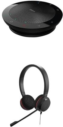 Jabra Speak 510 MS Bluetooth Speaker and Evolve 20 MS Stereo Headset Bundle