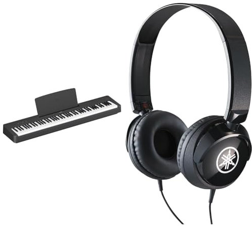 Yamaha P-145 Digital Piano - Pianoforte Digitale leggero e portatile & HPH-50B Cuffie Sovraurali, Cuffia On Ear con Meccanismo Girevole 90°, Semplice e Compatta