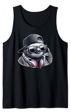 Herren Faultier Sloth in Hip Hop Rapper Cap Tank Top