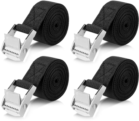 Romon Cinghie di Fissaggio 2M, Set di 4 Cinghie a Cricchetto con Fibbia da 25MM, Sicura del Carico Resistenza Fino a 250KG, Cinghia di Ancoraggio con Chiusura per Moto Bicicletta Truck