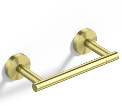 HITSLAM Gold Toilet Roll Holder Wall Mounted, Double Post Pivoting Toilet Paper Holder, SUS304 Stainless Steel Toilet Tissue Holder, Toilet Accessories for Bathroom, Kitchen, Washroom
