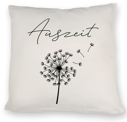 speecheese Pusteblume Kissen mit Spruch Auszeit Blume Relax Ecke Zuhause Chillen Seele Lieblingsplatz - Perfekt für Ihre entspannende Auszeit