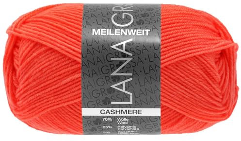 LANA GROSSA Meilenweit 50g Cashmere | Sockenklassiker, waschmaschinenfest | Handstrickgarn aus 70% Schurwolle (superwash), 25% Polyamid & 5% Kaschmir | 50g Wolle zum Stricken & Häkeln | 210m Garn FB67