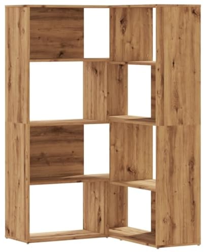 vidaXL Eck Bücherregal, Eckregal 4 Etagen, Bücherschrank Regal für Wohnzimmer Büro, Büroregal Aktenregal Standregal, Artisan-Eiche Holzwerkstoff