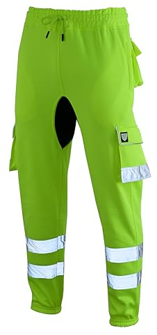 SSS Mens High Visibility Fleece Cargo Work Trousers Joggers Hi Vis Viz Pants