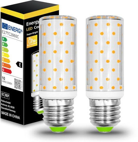 XIMNCHNI E27 LED Lampe 12W Entspricht zu 100W-130W Halogen, 3000K Warmweiß, 1200LM E27 LED Mais Glühbirne, Nicht dimmbar, Edisongewinde und Energiesparlampen, 2er Set