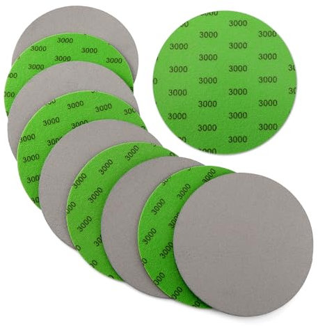 POLIWELL Auto Performance Foam Discs, 6 Inch Sanding Discs P3000 Grit Fine 10pcs H&L Sandpaper for Wet Polishing, Car Clear Coat, Headlight Restore, Detail Paint Scratches Remove, Finishes Refined