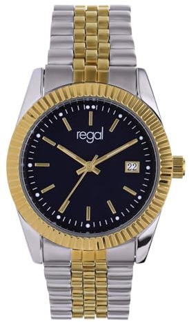 Lucardi - Herren Regal Armbanduhr, zweifarbig, mit blauem Zifferblatt - Uhr - Stahl - Mehrfarbig - 35.60 mm