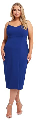 Yours London Curve Cobalt Diamante Strap Midi Dress - Women's - Plus Size Curve