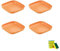 HSNAXingLife 4 Pièces Assiette carrée plastique reutilisable,Assiettes incassables adaptées aux desserts gâteaux fruits salades pâtes,Compatible micro ondes et lave vaisselle (Orange, 22cm)
