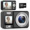 CAMWORLD Cámara Digital 4K de 64 MP con nfoque Automático, Cámara de Fotos con Tarjeta SD de 32 GB, Pantalla Dual Frontal y Trasera, Zoom Digital de 2,8 y 18x, Adecuada para Principiantes Negra