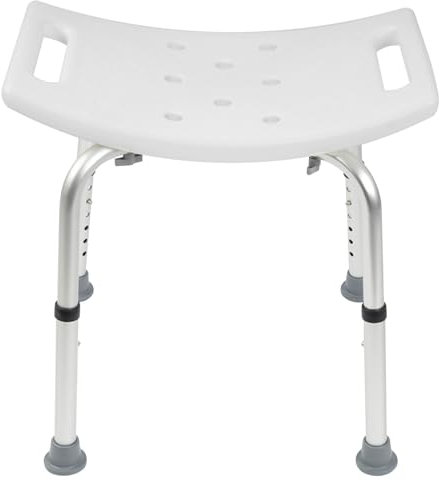 KARAT Tabouret de Douche - Hauteur réglable, Charge maximale 150 kg - Siège de Douche antidérapant et Stable - Pieds en Caoutchouc et Cadre en Aluminium (Noah Plus)