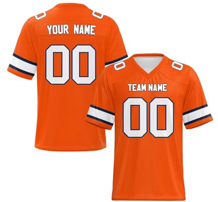 EZJOBLA Personalisierte Fußball-Trikots für Herren Personalisiertes Trikot Personalisierbar American Football Trikots hinzufügen Teamnamennummer Damen Jugend A12