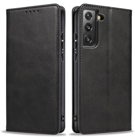 LBH Handyhülle Smartphone-Hülle für Samsung Galaxy S21 5G Klapphülle Magnetverschluss Kartenfächer Geldfach Standfunktion Case Etui Rundumschutz Schutzhülle Schwarz