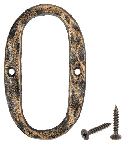 sourcing map House Address Letter, 4.9 Inch Cast Iron Vintage Wall Letter O Outside Letters for Home Street Office Mailbox Sign, Black & Gold