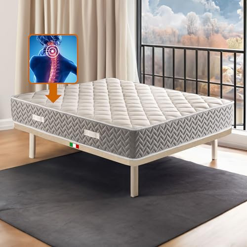 Matratze für Einzelbett, 90 x 190 cm, orthopädischer Memory-Schaum, Höhe 24 cm, halbfeste Matratze, Matratze gegen Rückenschmerzen, antiallergisch und milbendicht, Modell Elisir H24