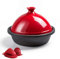 Tajine marocain en Fonte, cocotte avec Couvercle, tajine de Cuisson, Taille Moyenne, en Fonte émaillée sans Plomb, avec Couvercle en céramique (Rouge)