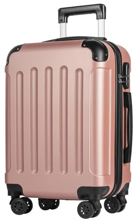 yonsly® Koffer Suitcase M Roségold, Trolley Reisekoffer, Rollkoffer Handgepäck mit 4 Rollen 360°, ABS Hartschalen, Sicherheitsschloss, Weicher Gummigriff, 210D-Futter