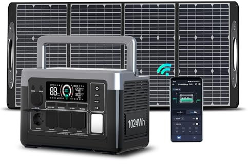 OUKITEL P1000 Plus Solargenerator mit 100W Solarpanel, 1024Wh LiFePO4-Batterie,1800W Tragbare Powerstation, Schnellladung von 0-80% in 45 Min. Ultra-Leise für Camping, Wohnmobile & Stromausfälle