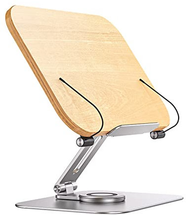 Porta per Laptop in Legno Regolabile per Computer Regolabile Ergonomico A 360 ° A Rotazione Letto Vassoio PC Lapdesk per Allevare Laptop 12-17in