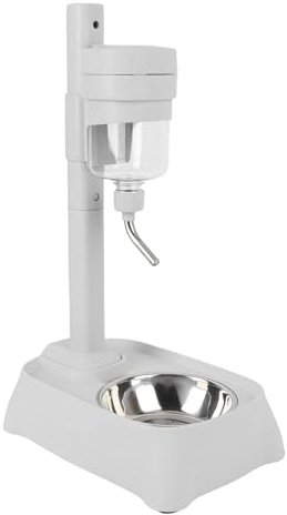 SENECESLI Distributore di Bottiglie d'acqua per Gatti, Distributore d'acqua Permanente per Animali Domestici 500 Ml di Plastica per Cani Gatti (Elegante bianco sporco)