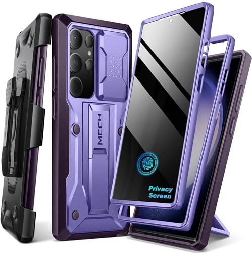 TONGATE Samsung Galaxy S23 Ultra Hülle, Schiebe-Kamera-Abdeckung, 2 Frontabdeckungen, militärisch stoßfest, integrierte Displayschutzfolie, mit Ständer & Gürtelclip, 6,8 Zoll, lila (Privacy Purple)