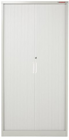 The Workplace Depot Roller Shutter Cupboard, 1810 x 900 x 400 mm, Grey | Lockable Tambour Cabinet, Steel Storage with 4 Adjustable Shelves, Black or Grey, For Offices, Schools & Archives Grey.