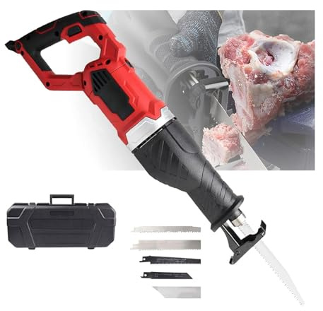 1300w scie électrique à os de main, scie à os de boucher pour couper les os de viande congelée, porc, bacon, coupe-viande alternative commerciale, corps pivotant (rouge, 1300w)