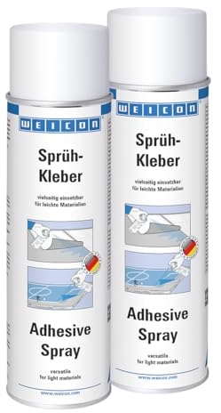 WEICON Sprühkleber, farblos, 500 ml, 2er Set | Klebespray, Kleber zum Sprühen, für Papier, Karton, Hartschaum, Folien, Schaumstoff, Puzzlekleber, Polsterkleber
