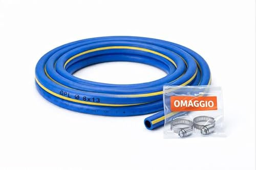 Tubo per Gas GPL Ø 8x13 mm Flessibile Varie Lunghezze 3m–20m con Fascette di Fissaggio Omaggio per Bombola e Impianti Gas – LEMAG SRL (6M)