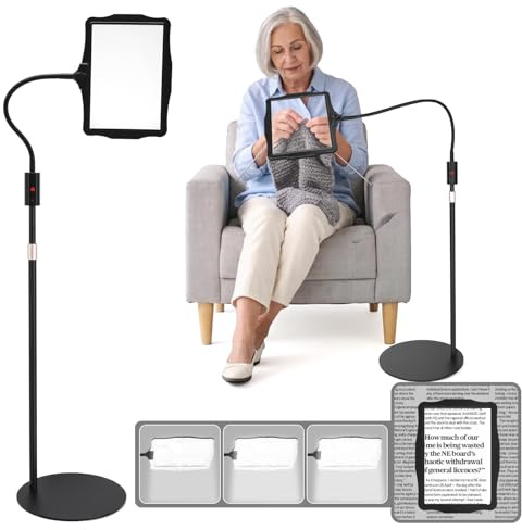 Lampe loupe sur Pied 15X avec lumière et Support, Lampe 4‑en‑1 Lampe loupe LED avec 48 LED à luminosité réglable, col de Cygne Flexible Lampe loupe de Bureau pour travaux précis, Loisirs créatifs