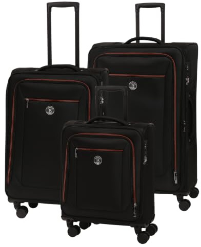 BERTOO Modena Kofferset 3-teilig (S+L+XXL) | Textilkoffer-Set mit TSA-Schloss & 4 Rollen - Schwarz