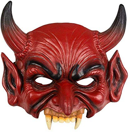 Boland 72189 - Halbmaske Teufel aus Latex, rot, Kostüm-Accessoire, Karnevals-Accessoire