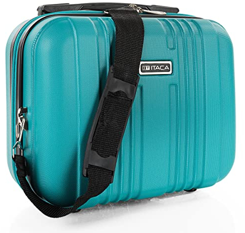 ITACA - Vanity Case Rigide - Trousse de Toilette Femme/Homme pour Voyage avec bandoulière réglable et Amovible - Trousse de Toilette à Grande capacité légère., Vert Menthe