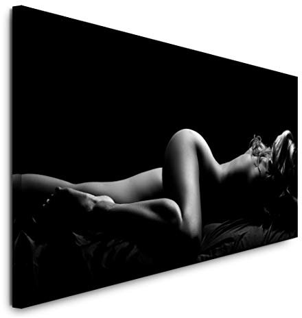 Paul Sinus Art GmbH Nackte Frau im Bett 120x 50cm Panorama Leinwand Bild XXL Format Wandbilder Wohnzimmer Wohnung Deko Kunstdrucke