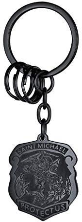FaithHeart Edelstahl Saint Michael Schlüsselanhänger in Unregelmäßig Heiliger Michael Keychain mit Geschenkebox für Freuden Ehemann Polizei